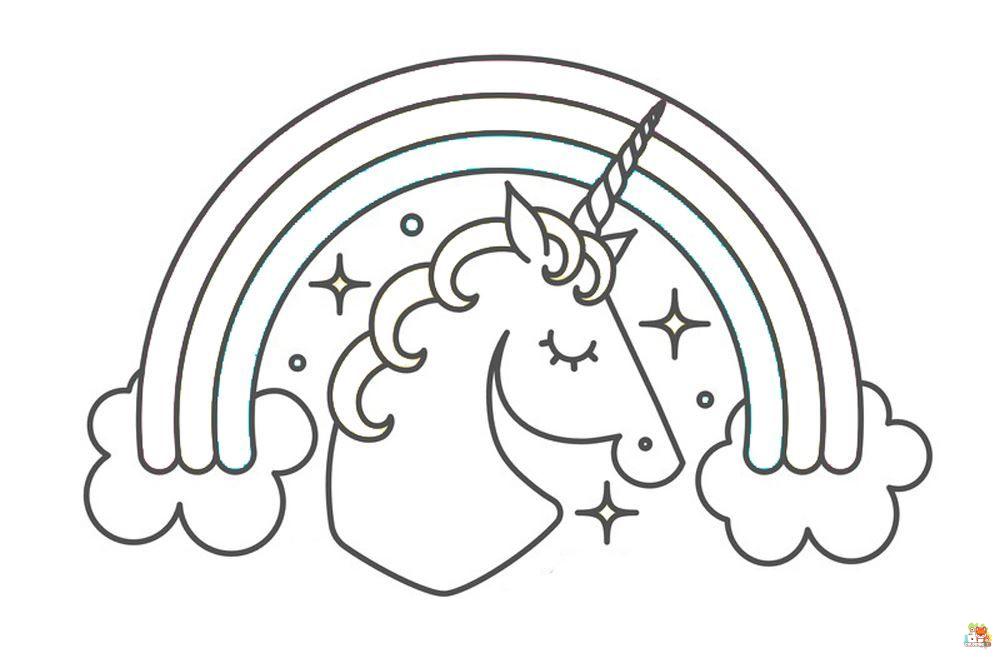Unicorn head with rainbow coloring pages 2