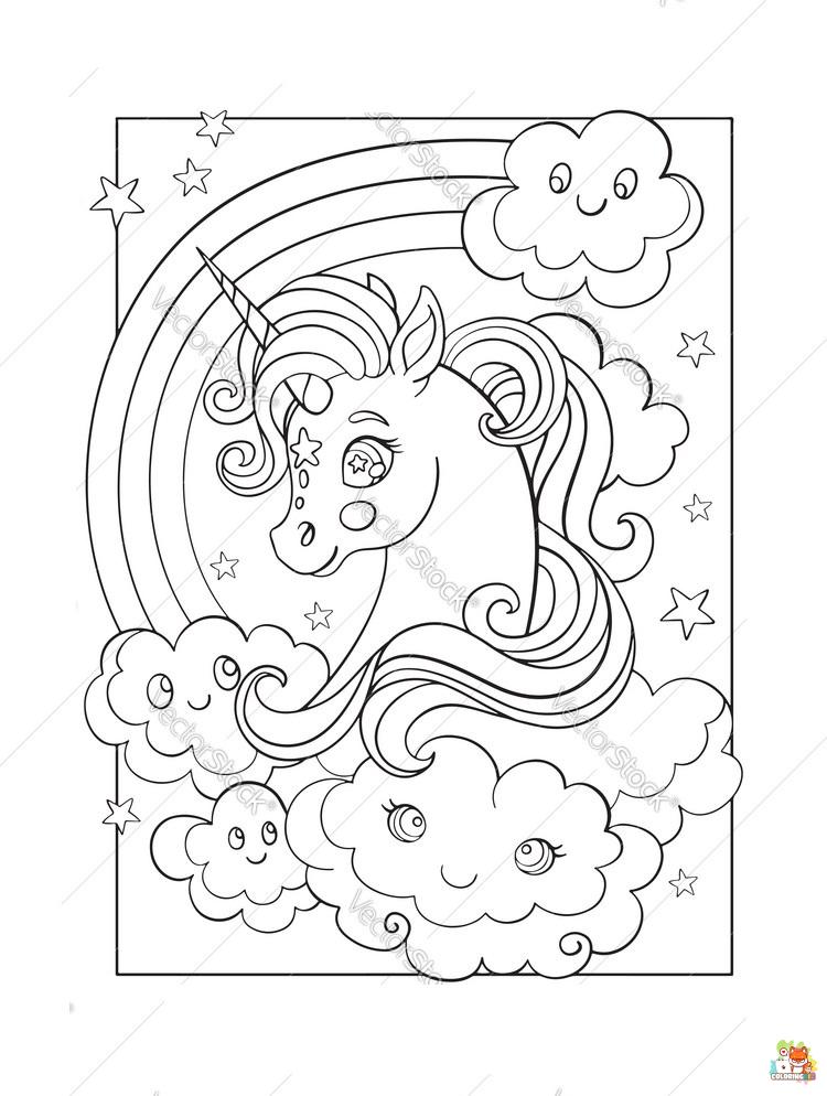 Unicorn head with rainbow coloring pages 4