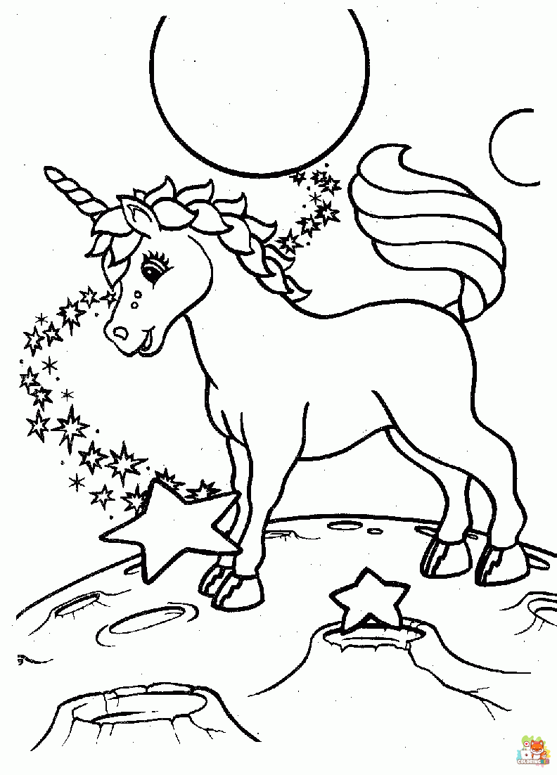 Unicorn in Lisa Frank Coloring Pages 2