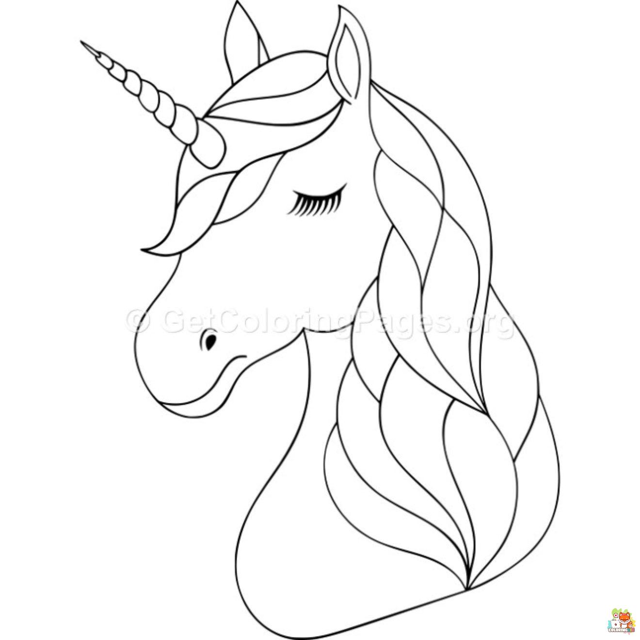 Unicorns Face Coloring Pages 1
