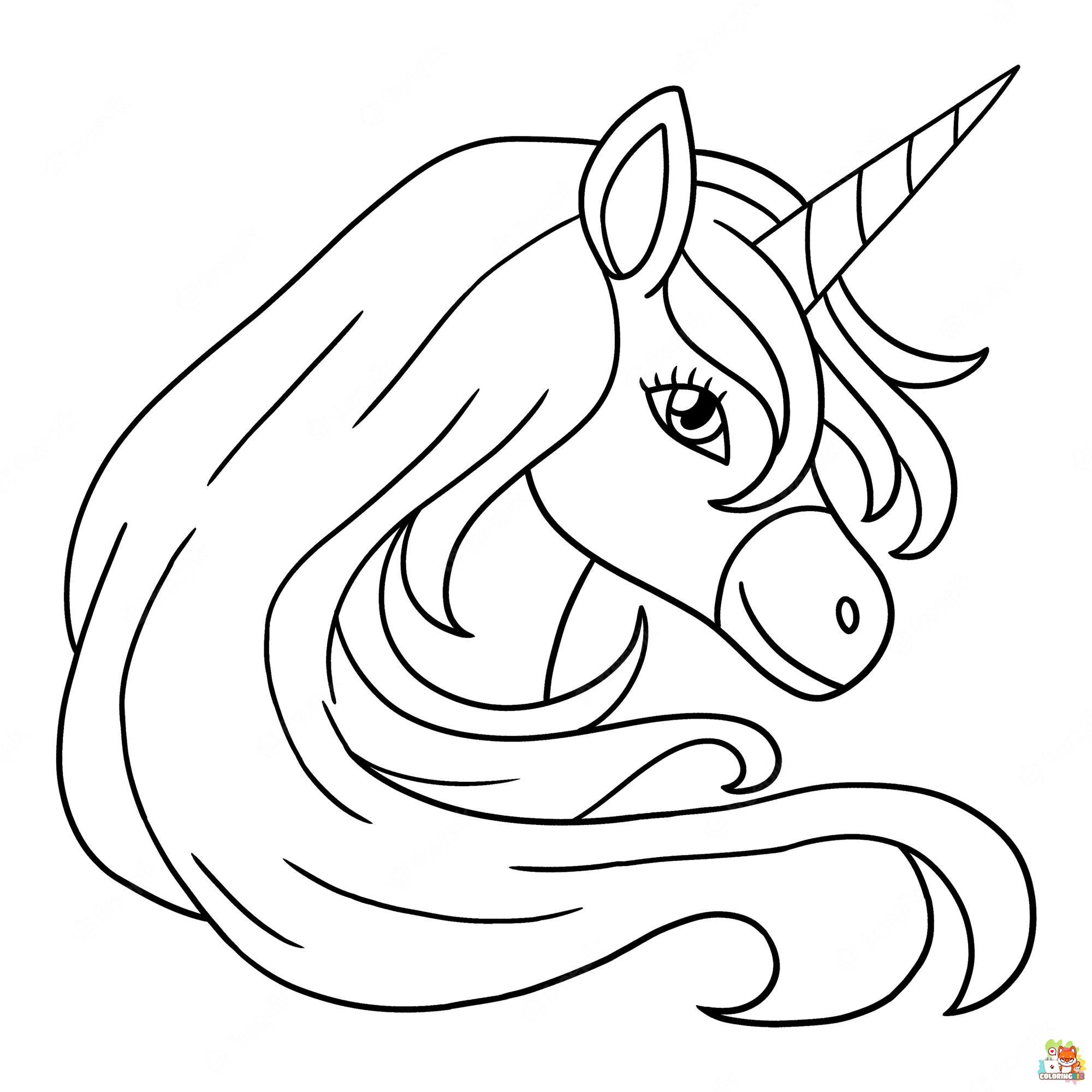 Unicorns Face Coloring Pages 10