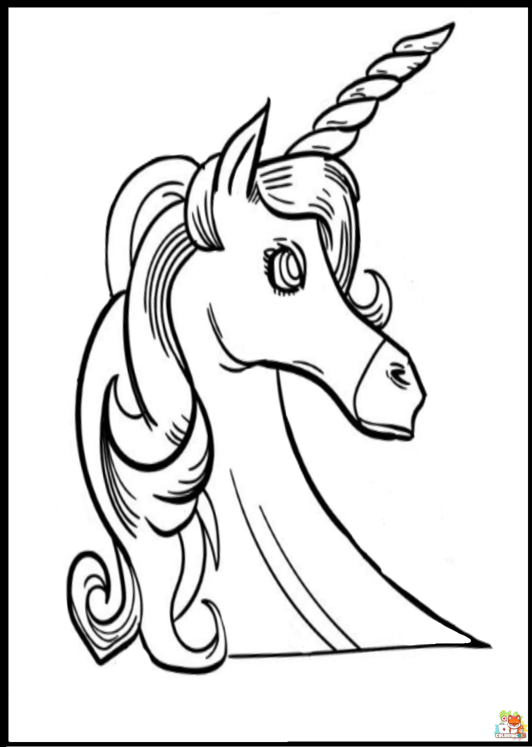 Unicorns Face Coloring Pages 2