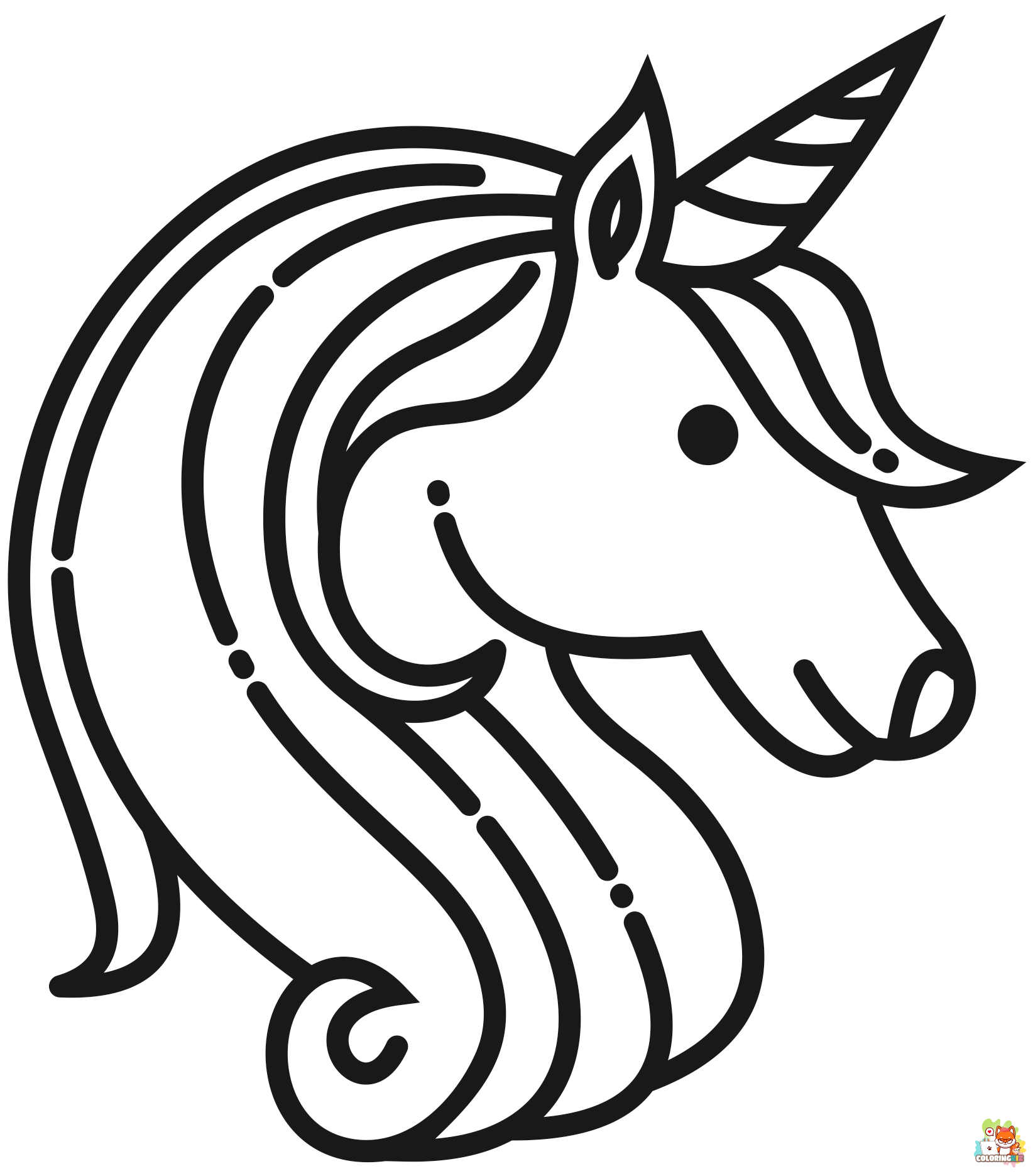 Unicorns Face Coloring Pages 3