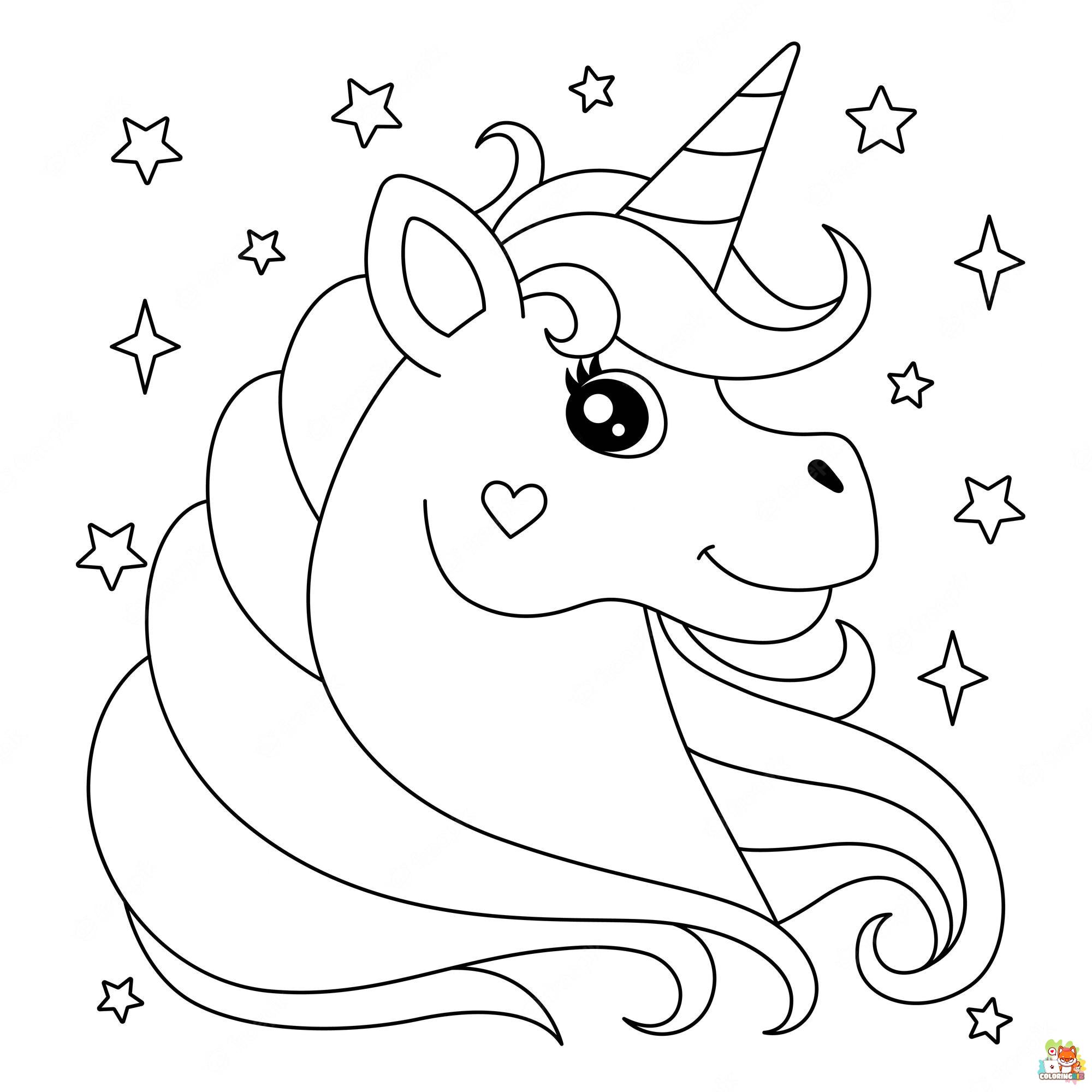 Unicorns Face Coloring Pages 7