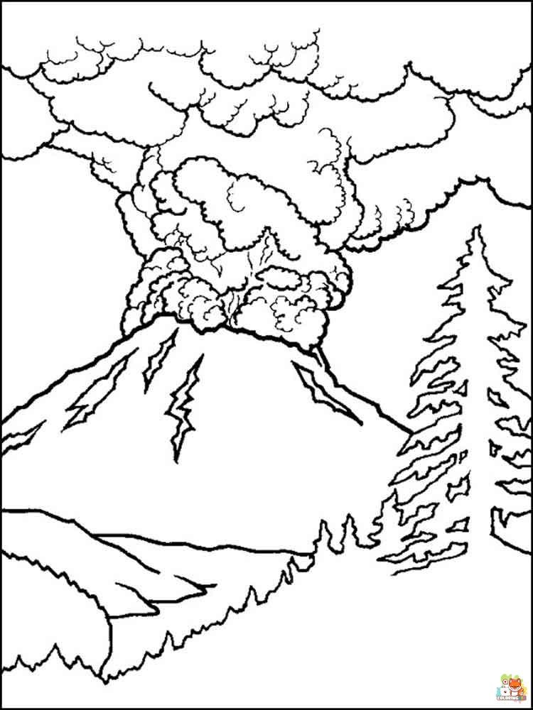 Volcano Coloring Pages easy 2