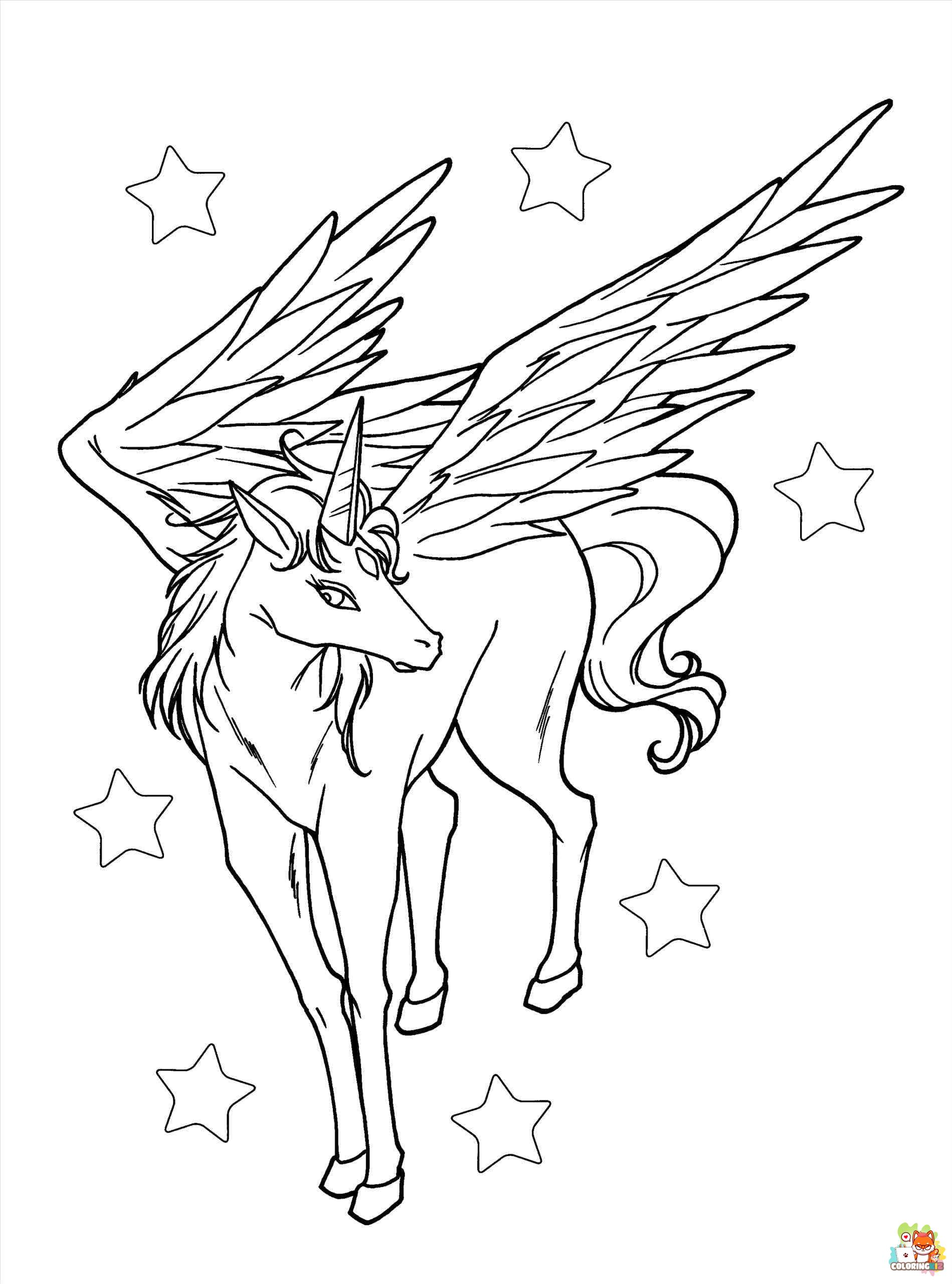 Winged Unicorn Coloring Pages 10