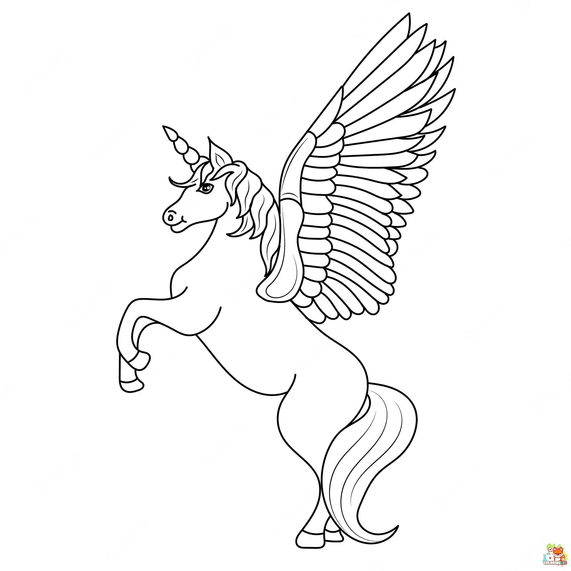 Winged Unicorn Coloring Pages 11