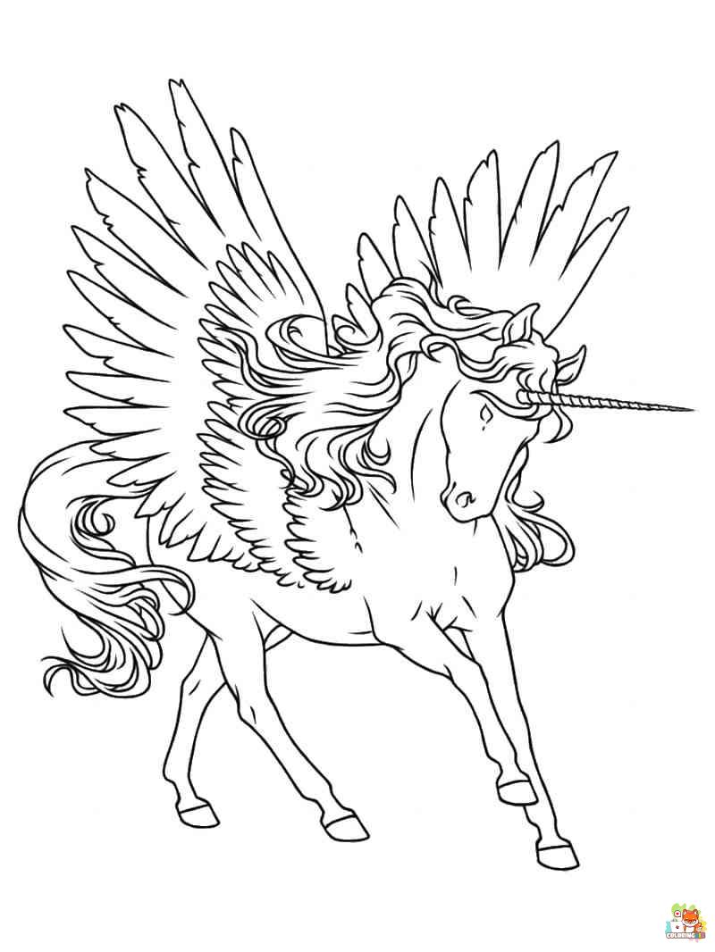 Winged Unicorn Coloring Pages 14