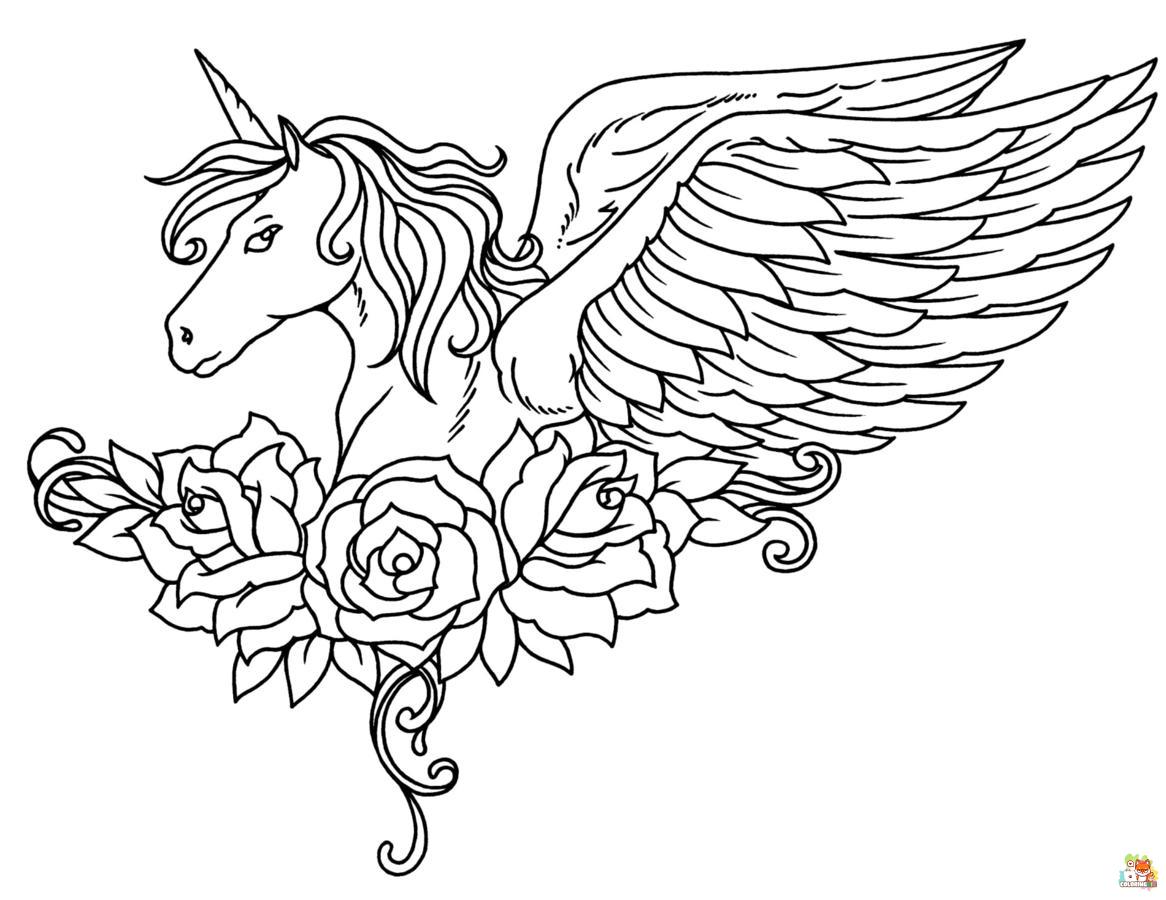 Winged Unicorn Coloring Pages 16