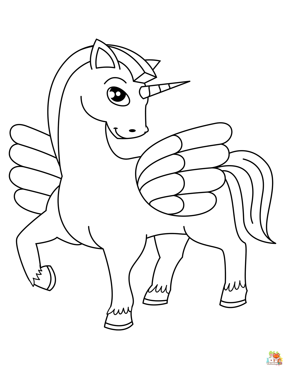 Winged Unicorn Coloring Pages 2