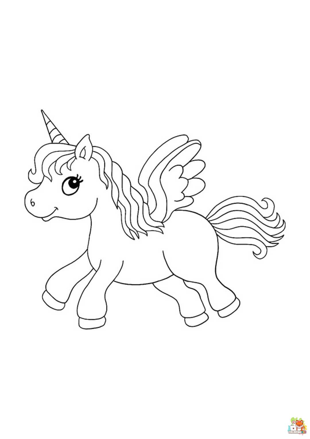 Winged Unicorn Coloring Pages 3