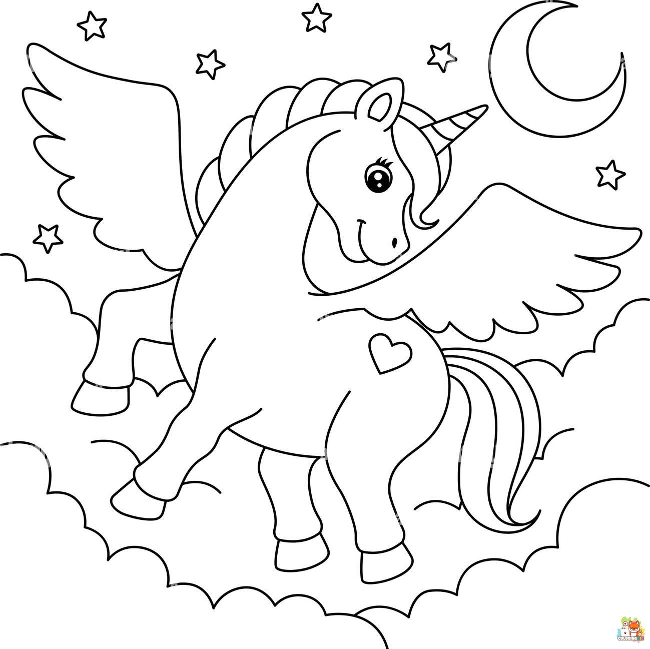 Winged Unicorn Coloring Pages 6