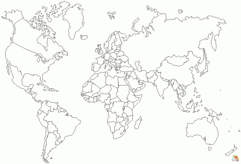 World Map Coloring Pages 2