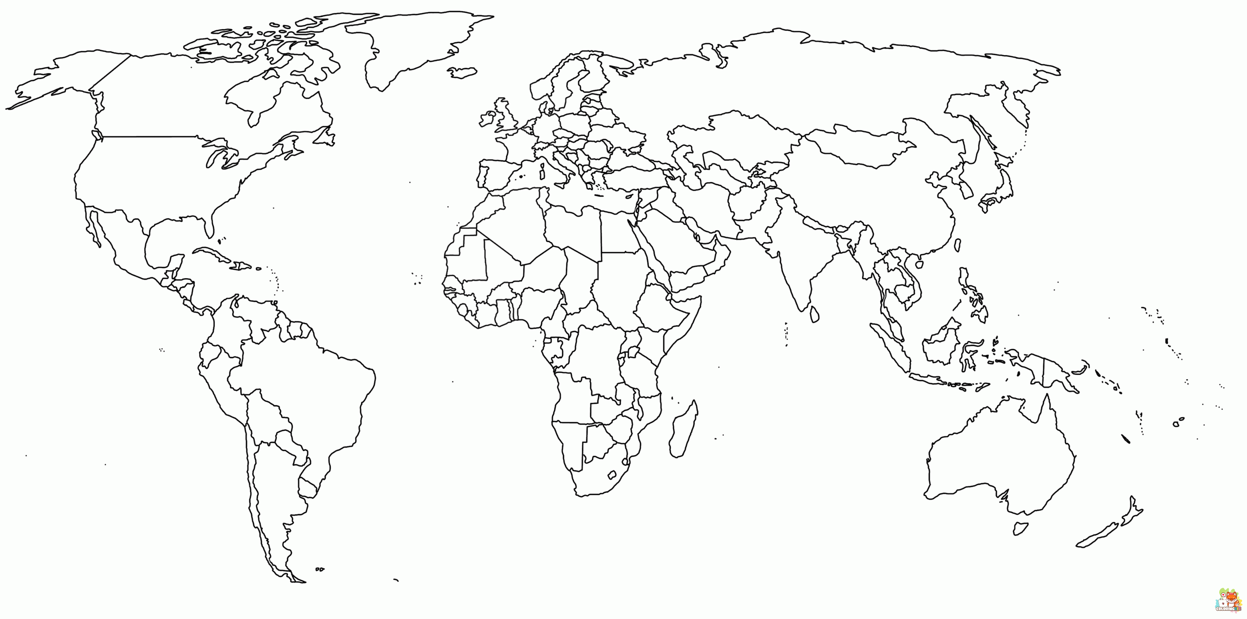 World Map Coloring Pages 3