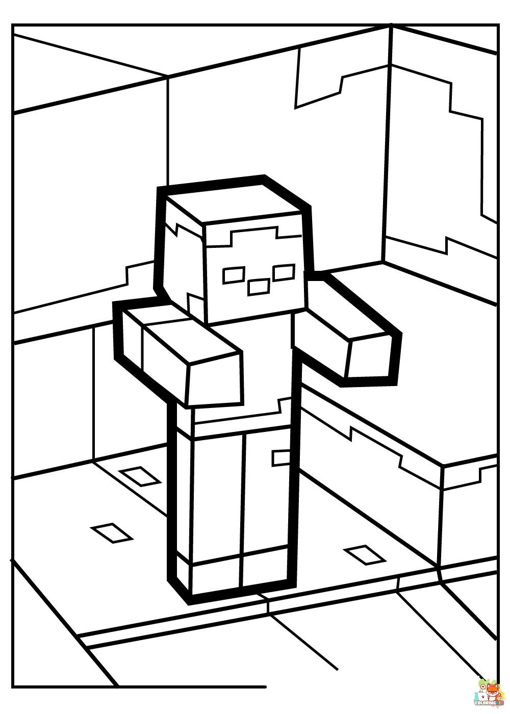 Zombie Minecraft Coloring Pages 2