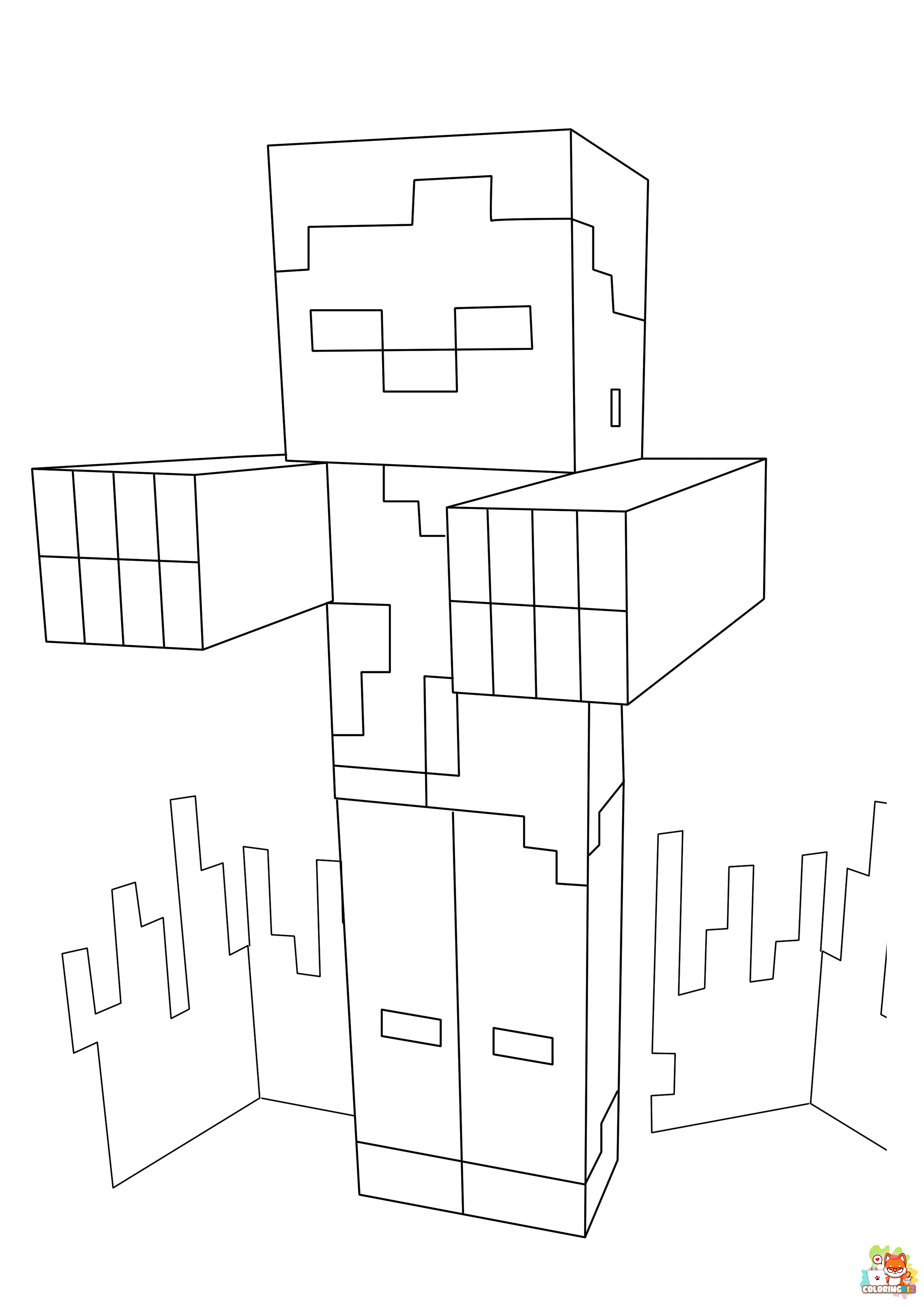 Zombie Minecraft Coloring Pages 2