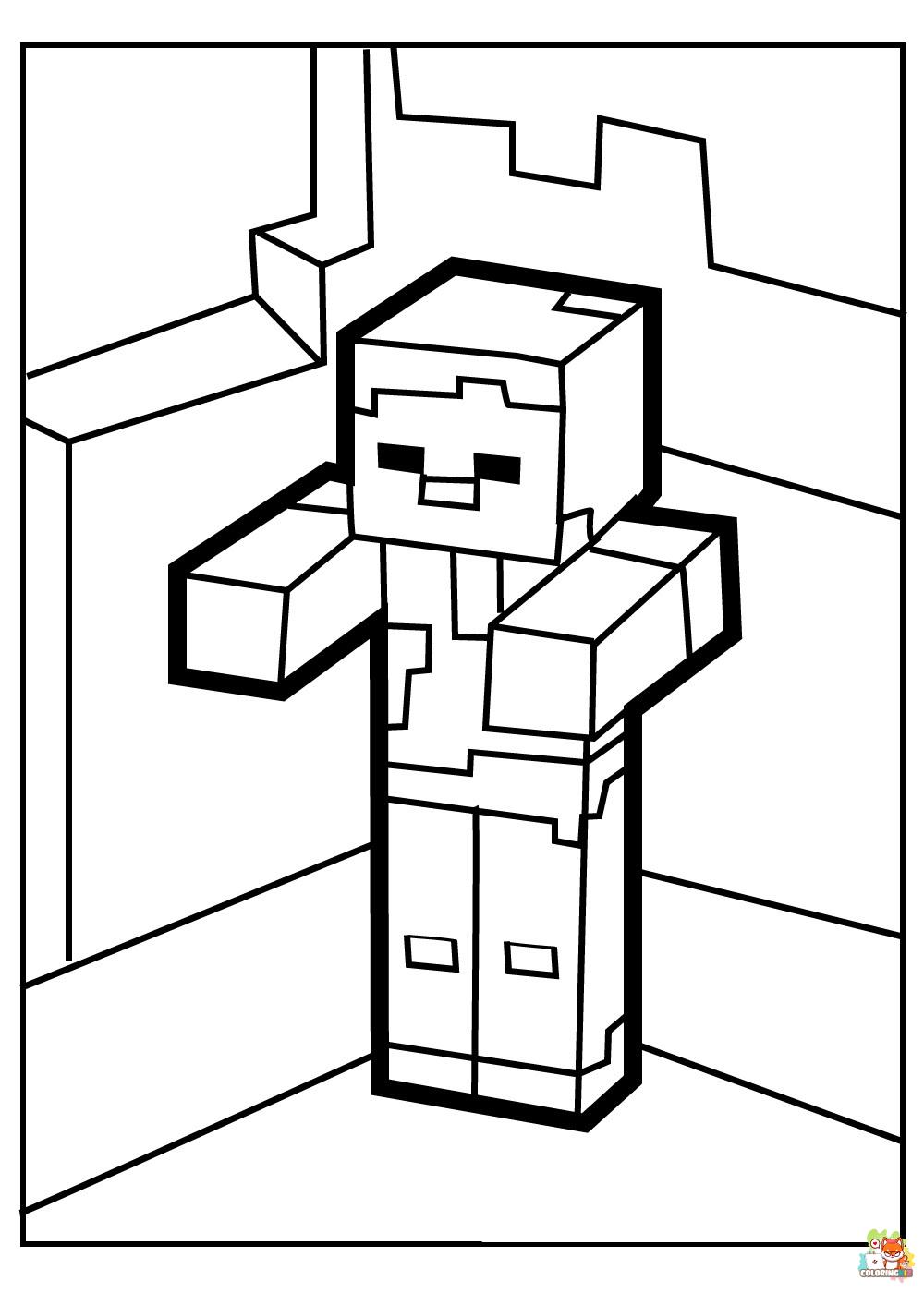 Zombie Minecraft Coloring Pages 3 1