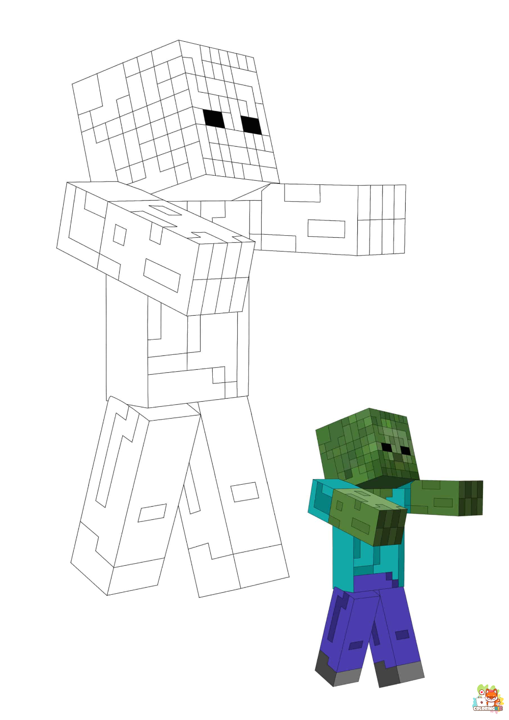 Zombie Minecraft Coloring Pages 4