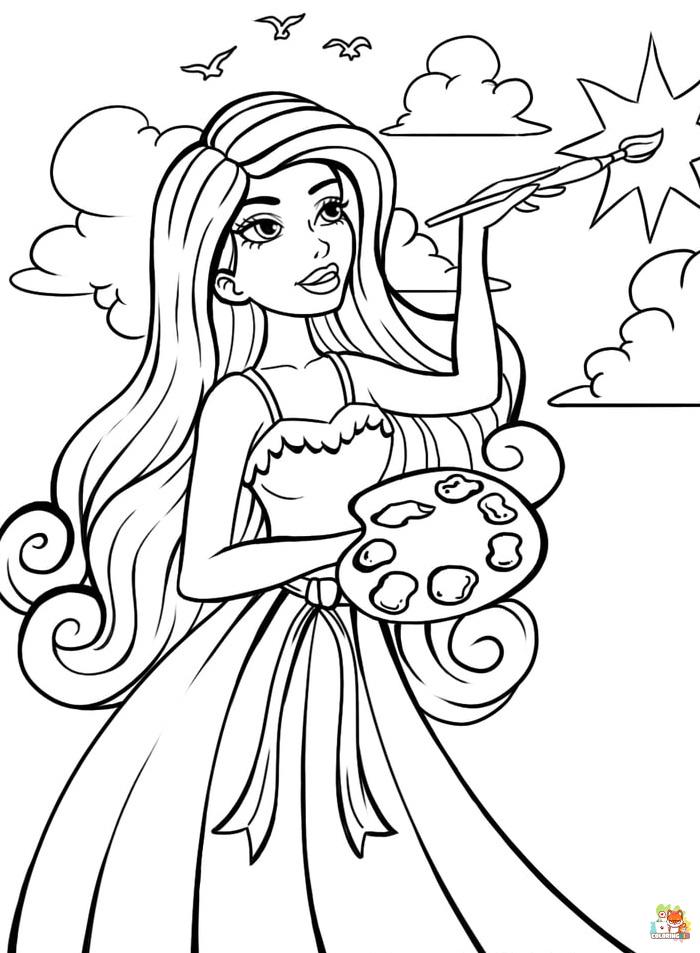 barbie colouring in pages 1