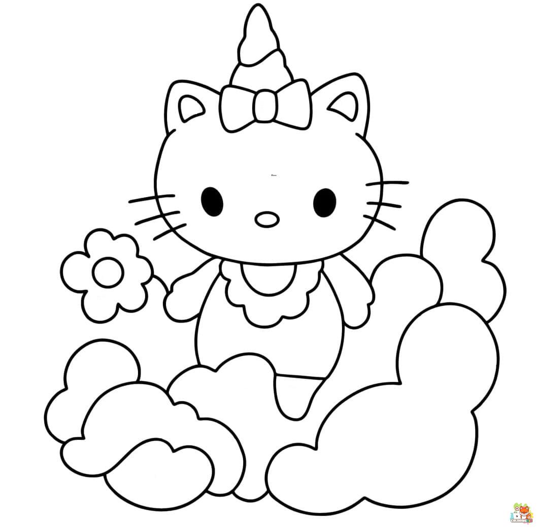 unicorn hello kitty coloring pages 10