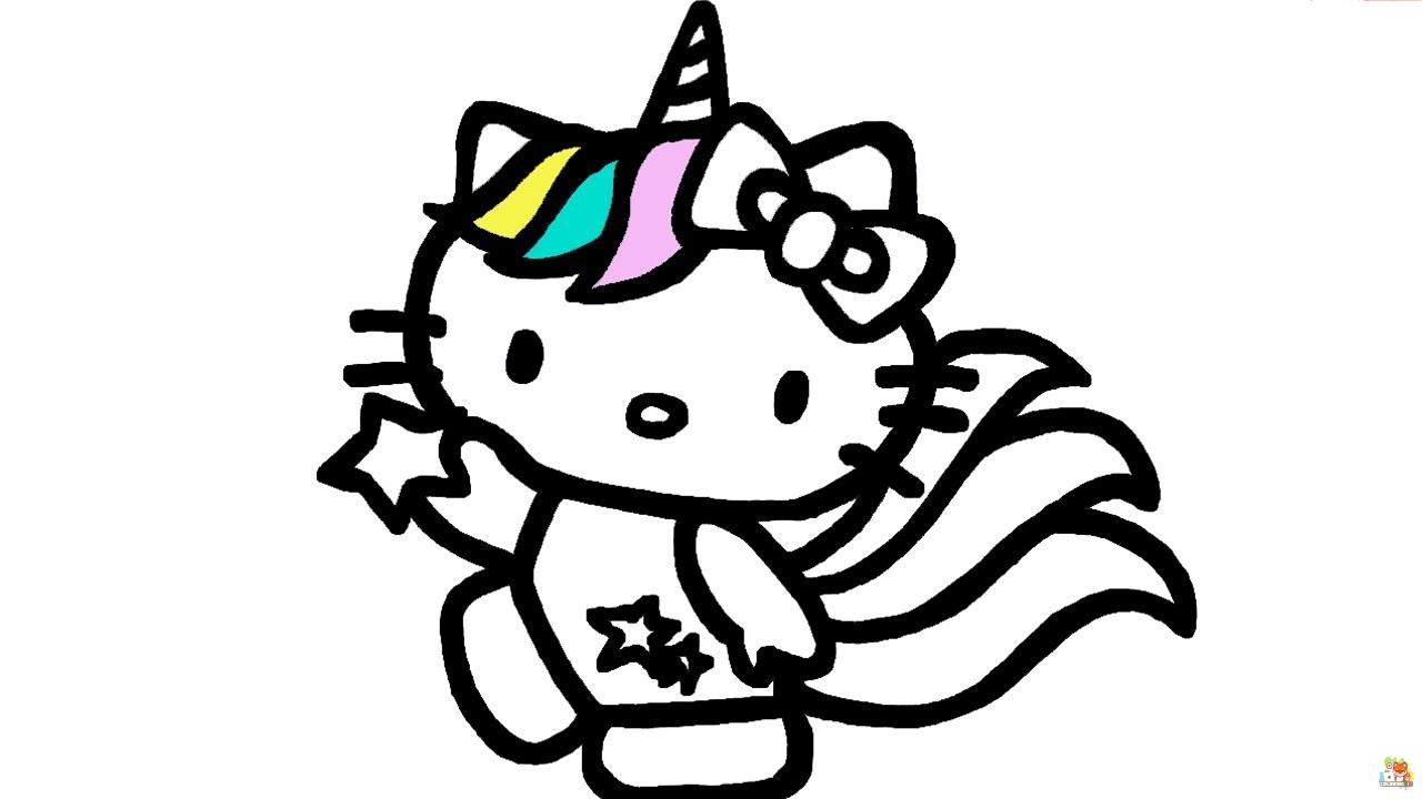 unicorn hello kitty coloring pages 4