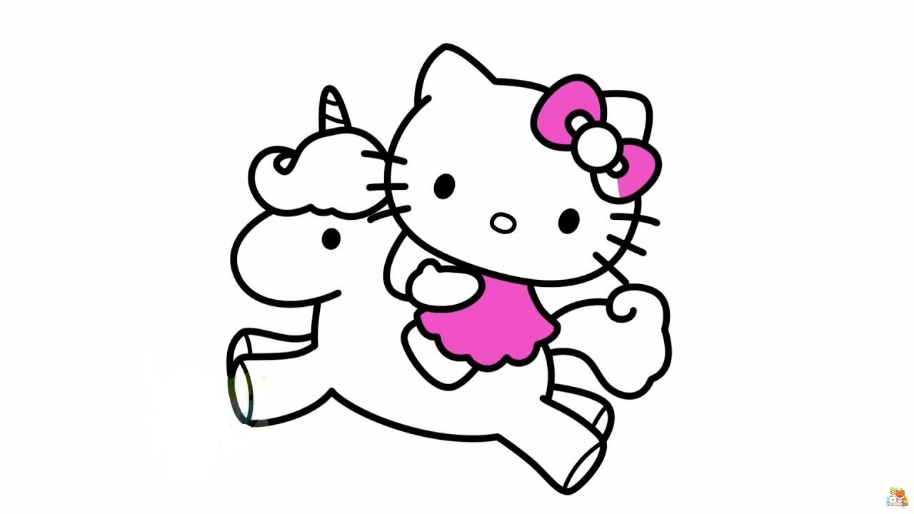 unicorn hello kitty coloring pages 5