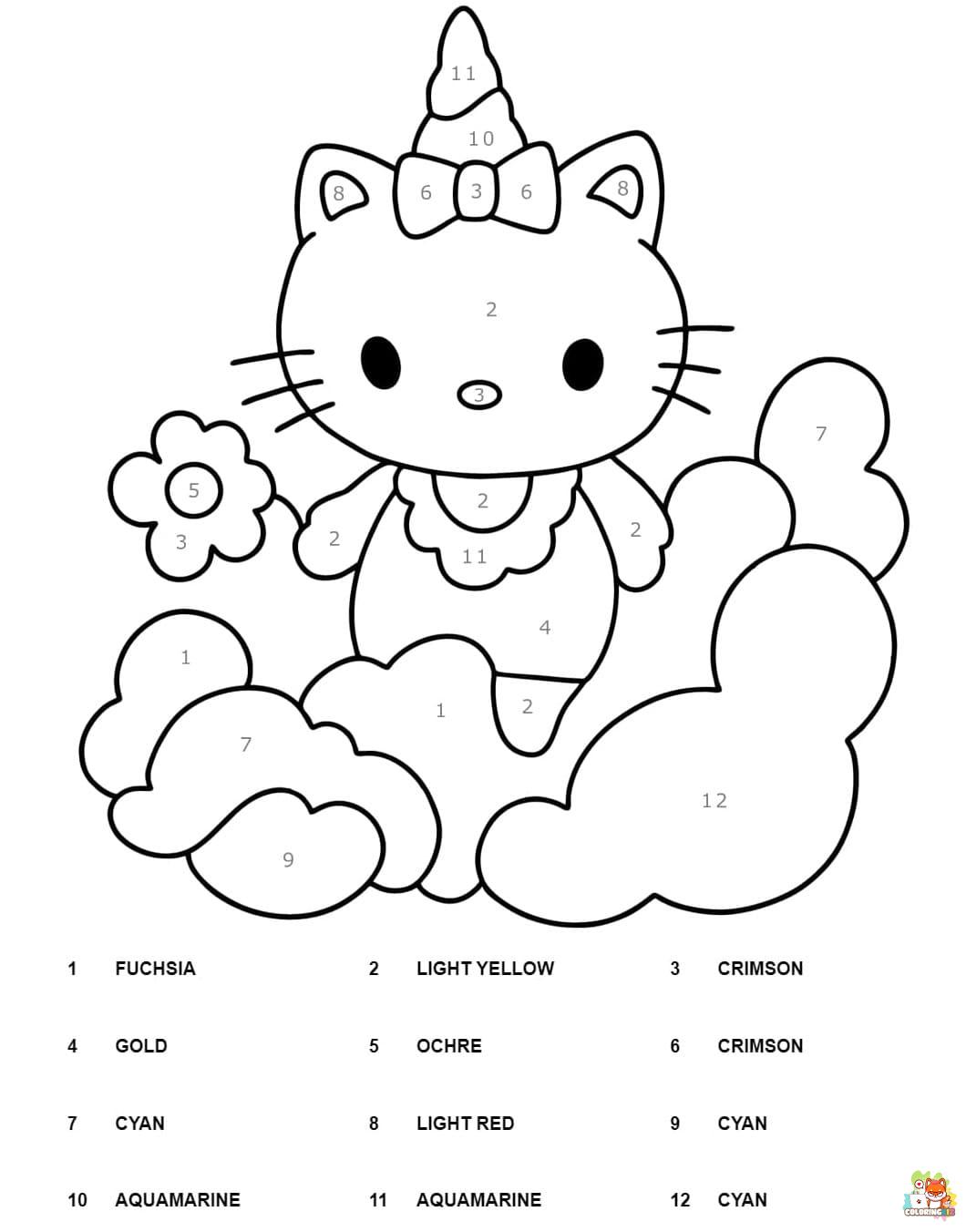 unicorn hello kitty coloring pages 8