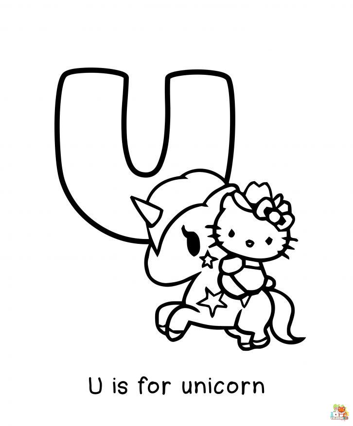 unicorn hello kitty coloring pages 9