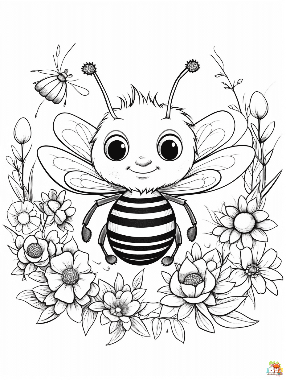 Bee coloring pages 2
