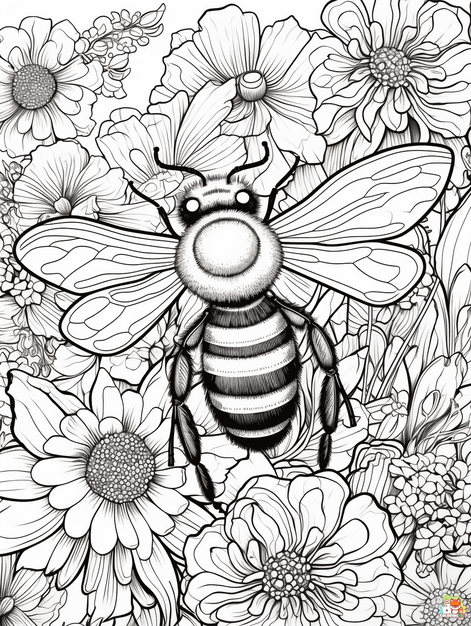 Bee coloring pages free 2