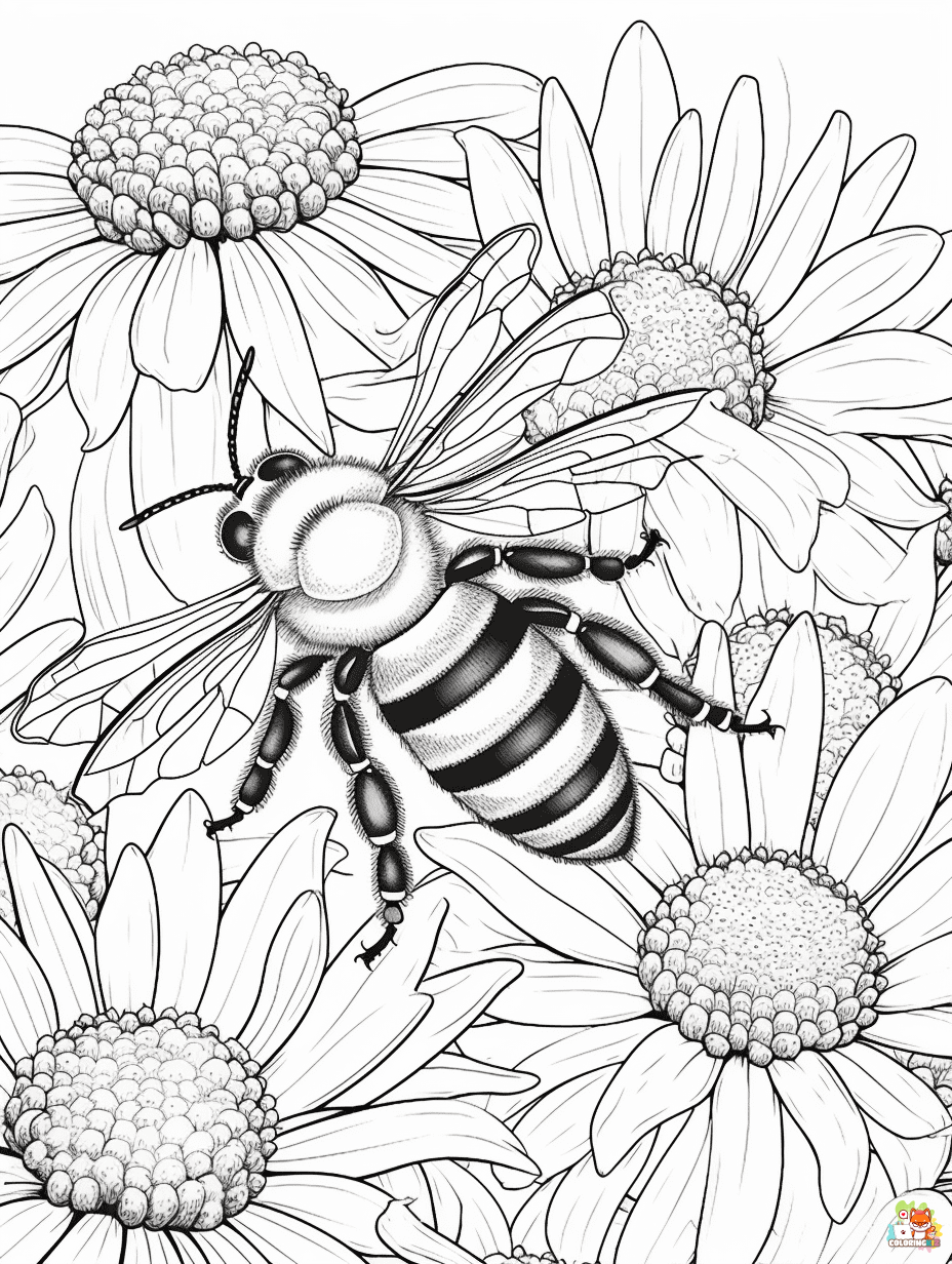Bee coloring pages free