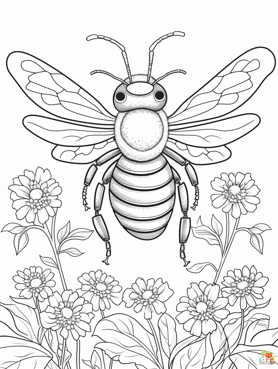 Bee coloring pages printable 1