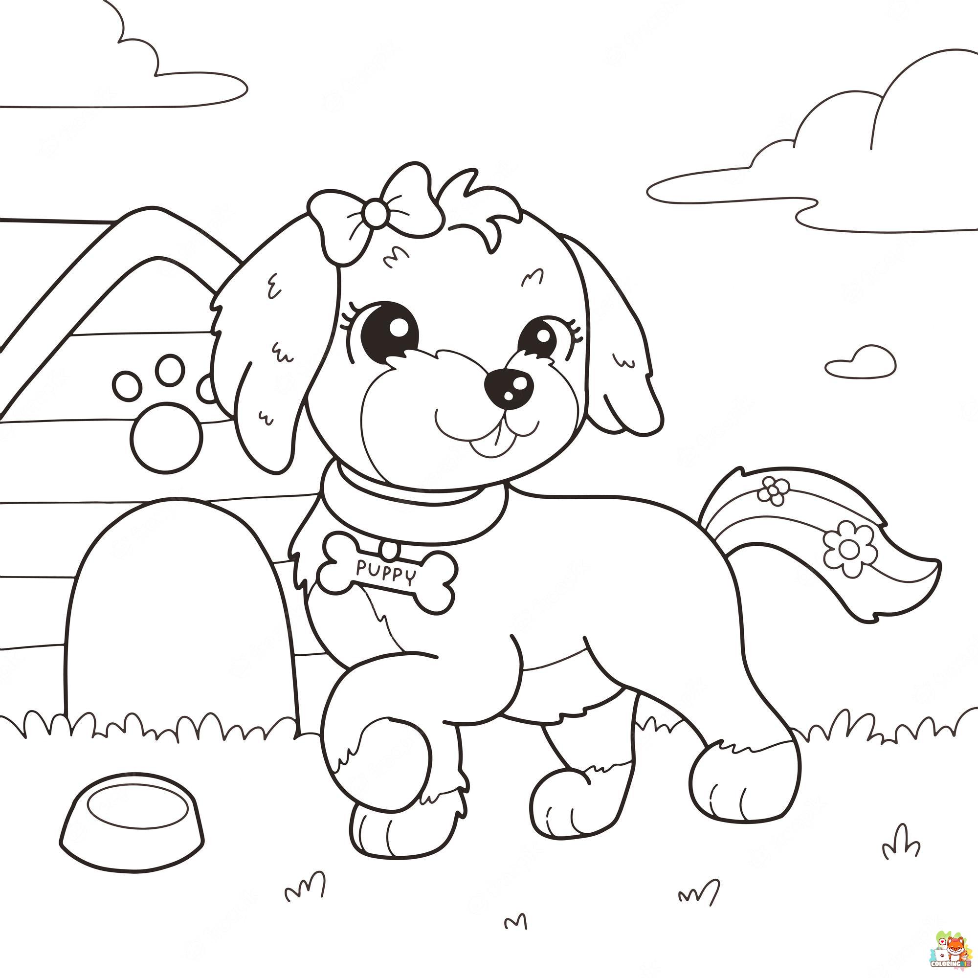 Cartoon Puppy Coloring Pages 3