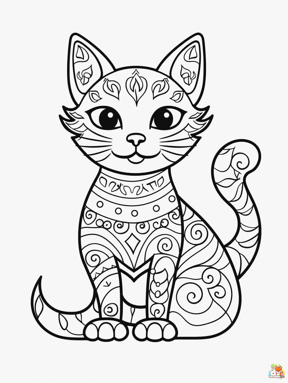 Cat Coloring Pages free 1