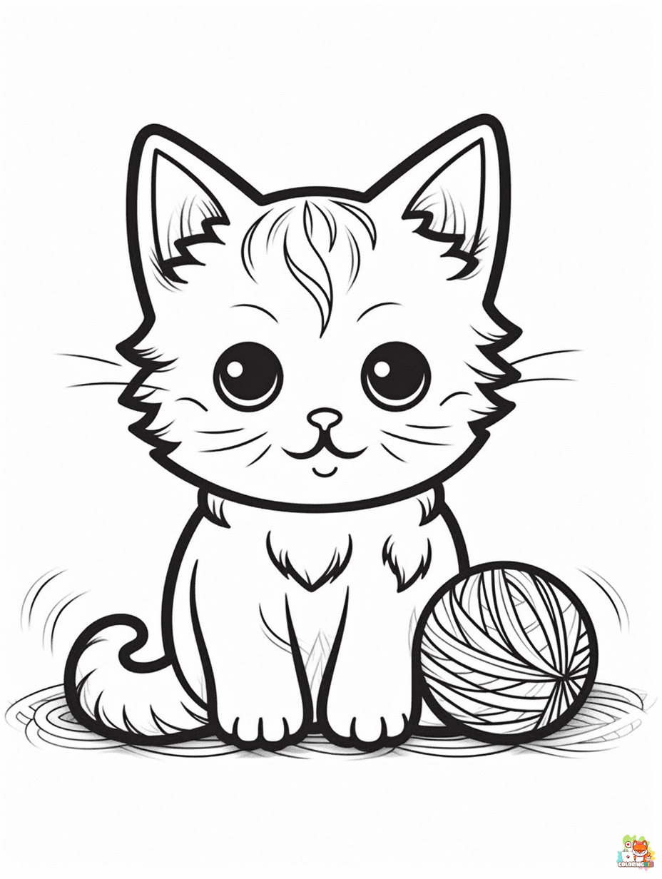 Cute Cat coloring pages free 1