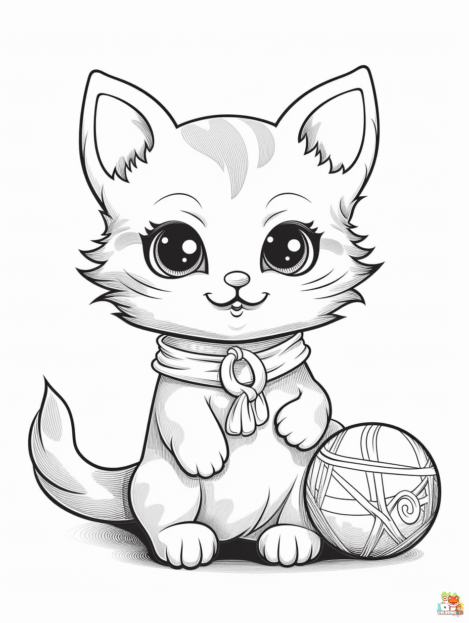 Cute Cat coloring pages free 2