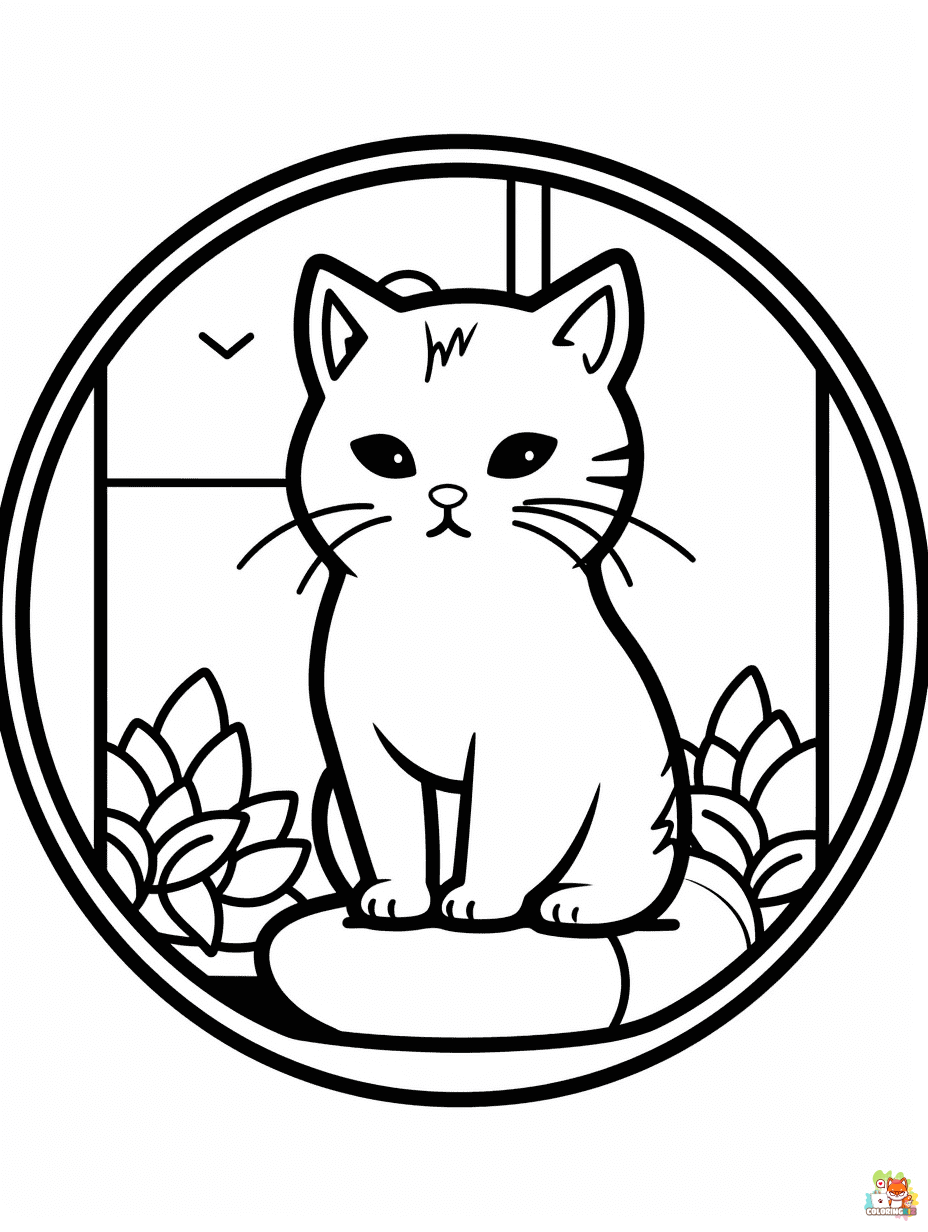 Cute Cat coloring pages printable 1