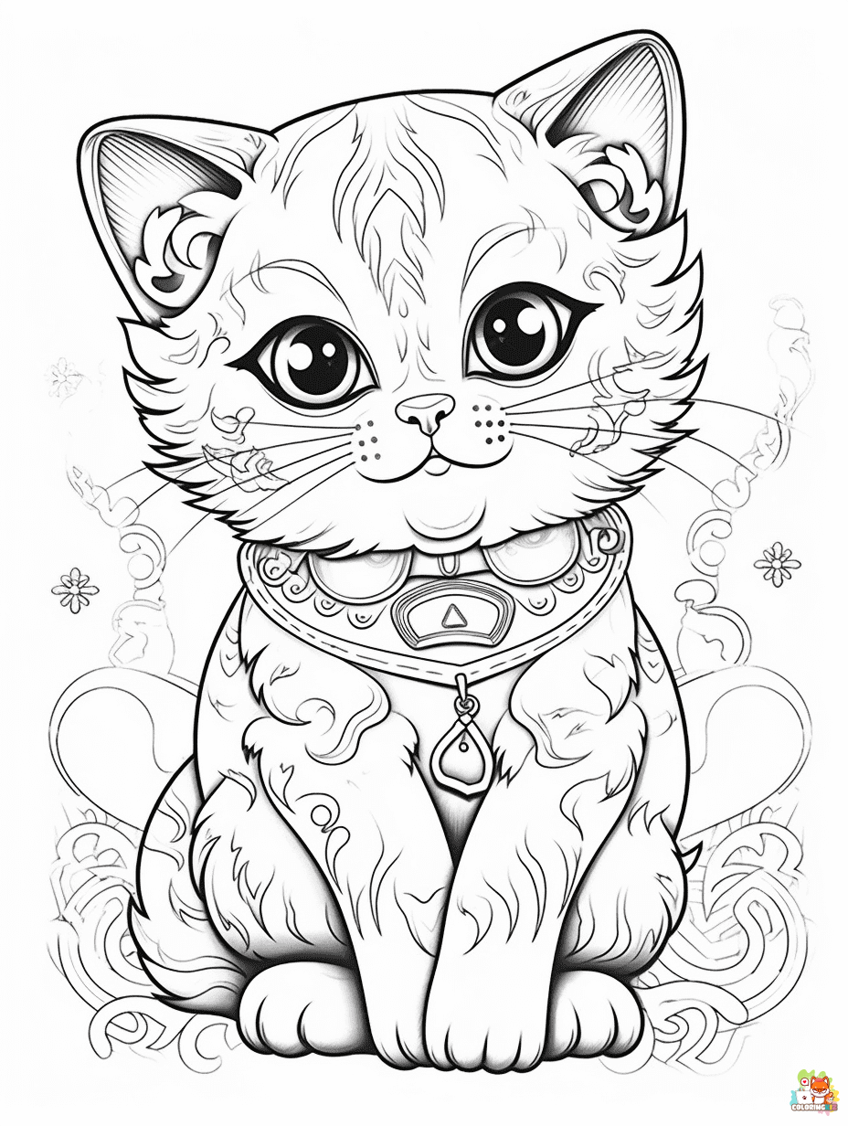 Cute Cat coloring pages printable free 2