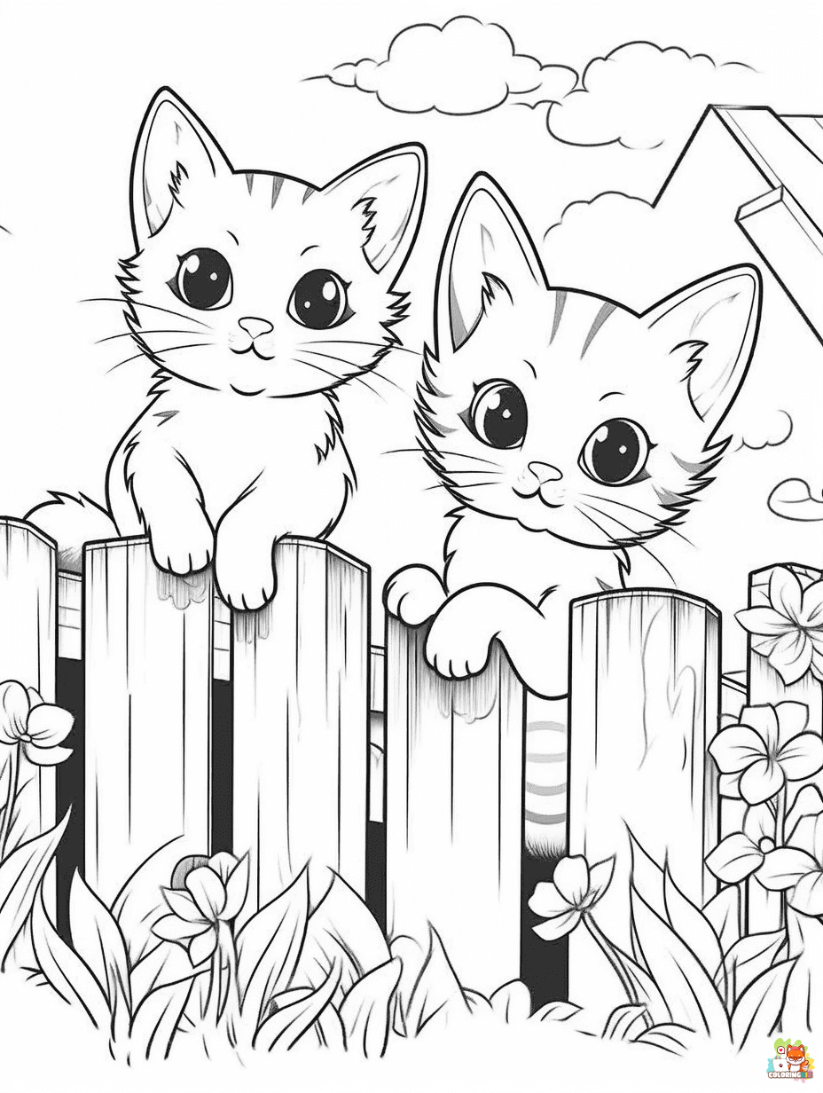 Cute Cat coloring pages to print 2