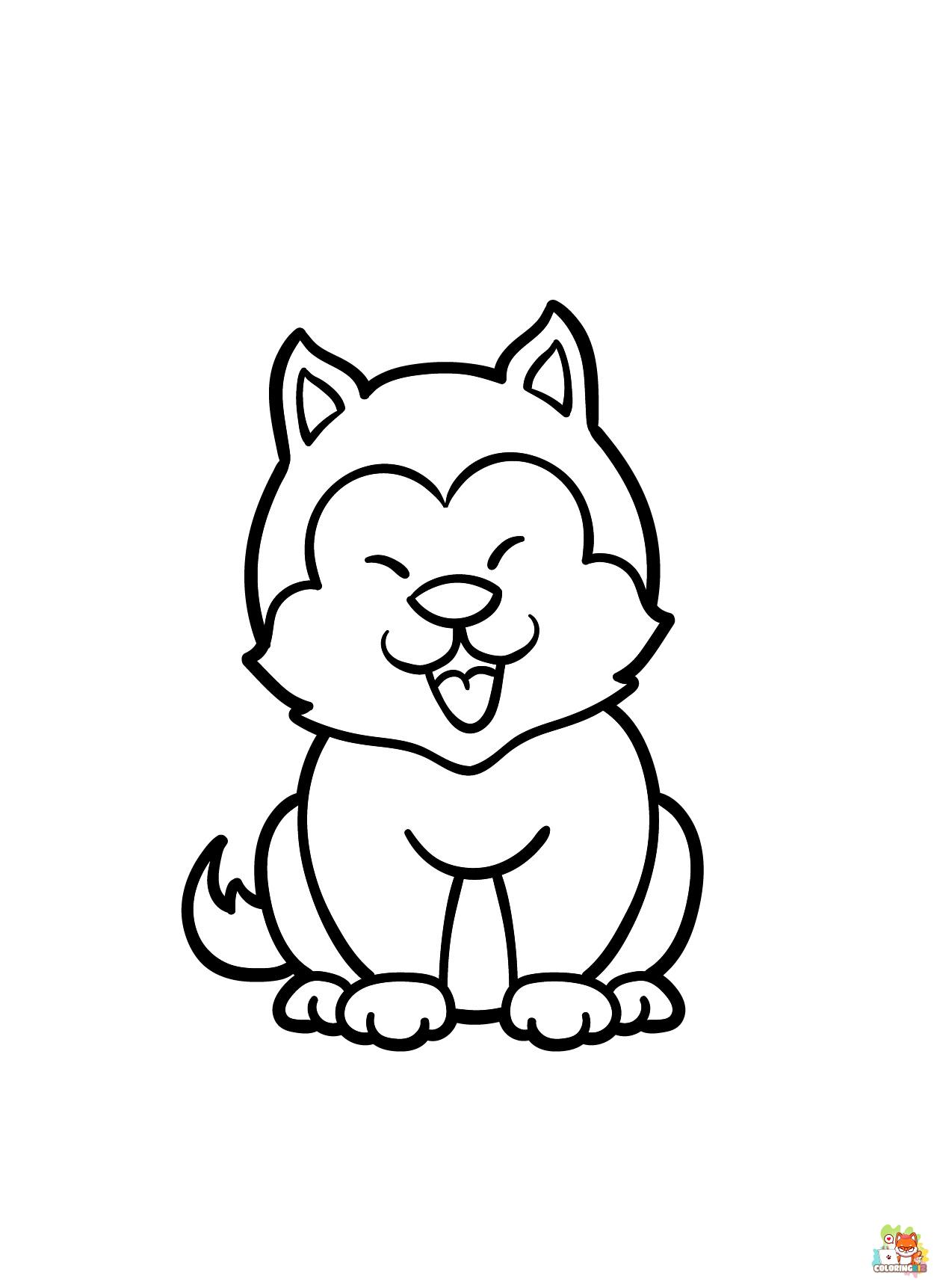 Cute Little Husky Coloring Pages 1