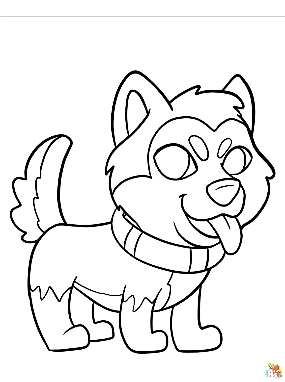 Cute Little Husky Coloring Pages 1