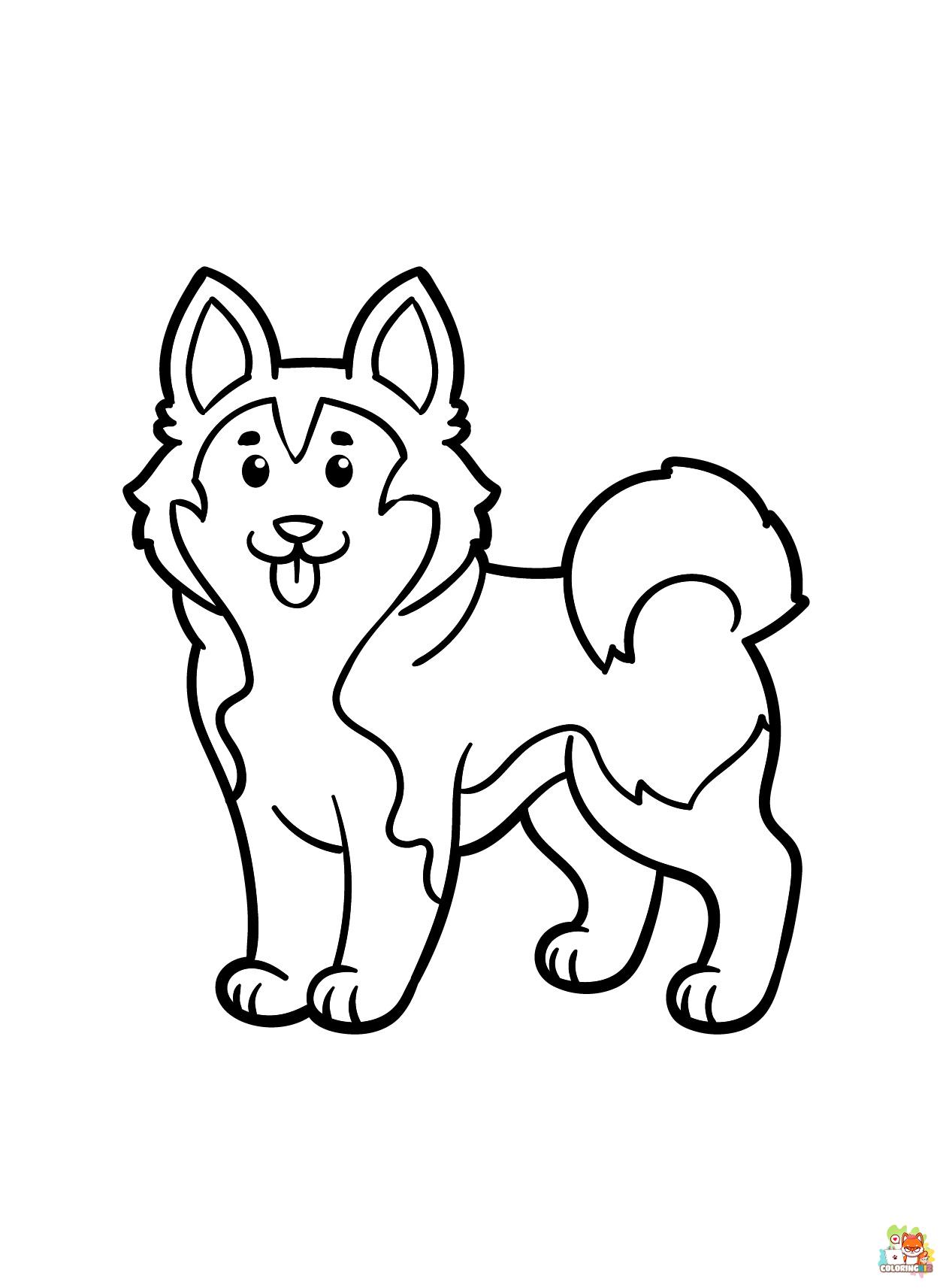 Cute Little Husky Coloring Pages 3