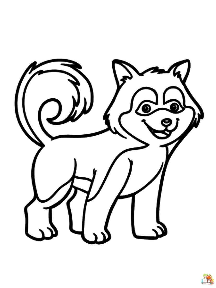 Cute Little Husky Coloring Pages 9