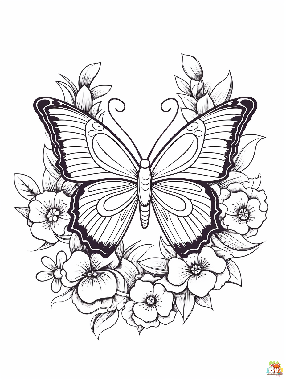 Easy Butterfly Coloring Pages 3