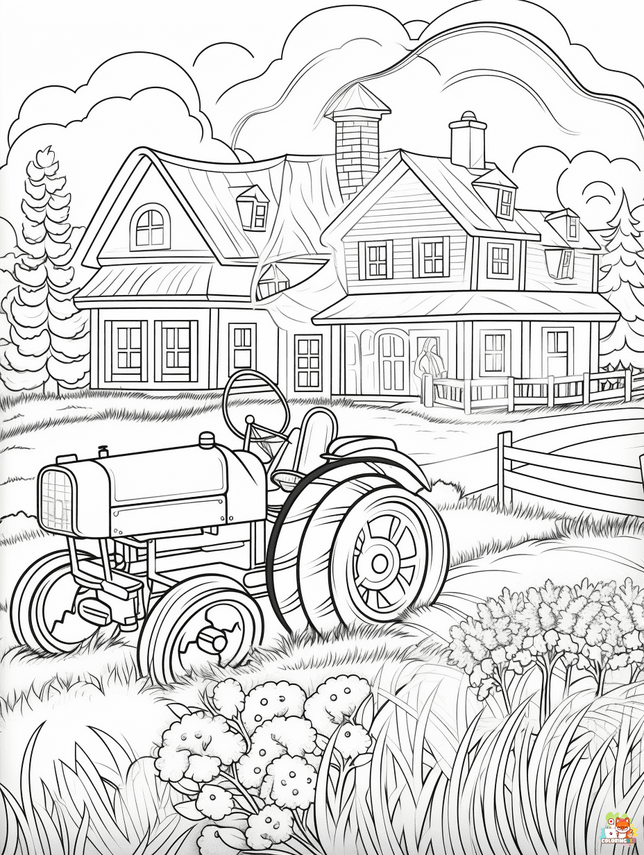 Farm coloring pages free 1