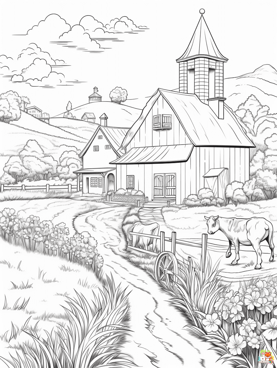 Farm coloring pages printable 1