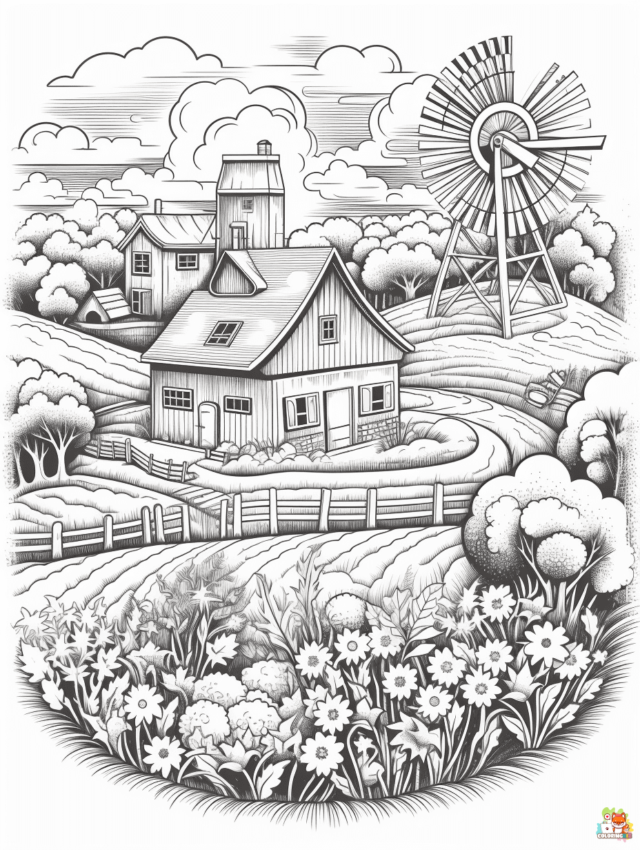 Farm coloring pages printable free 1
