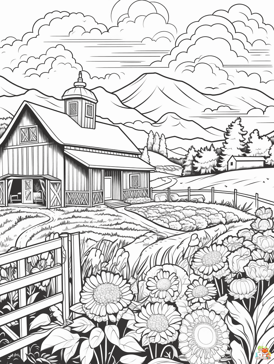 Farm coloring pages to print 2