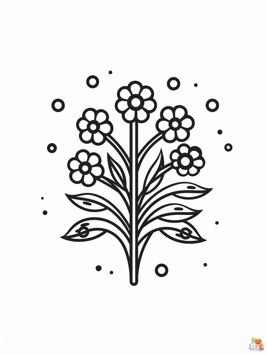 Flower and Snow Coloring Pages for kids