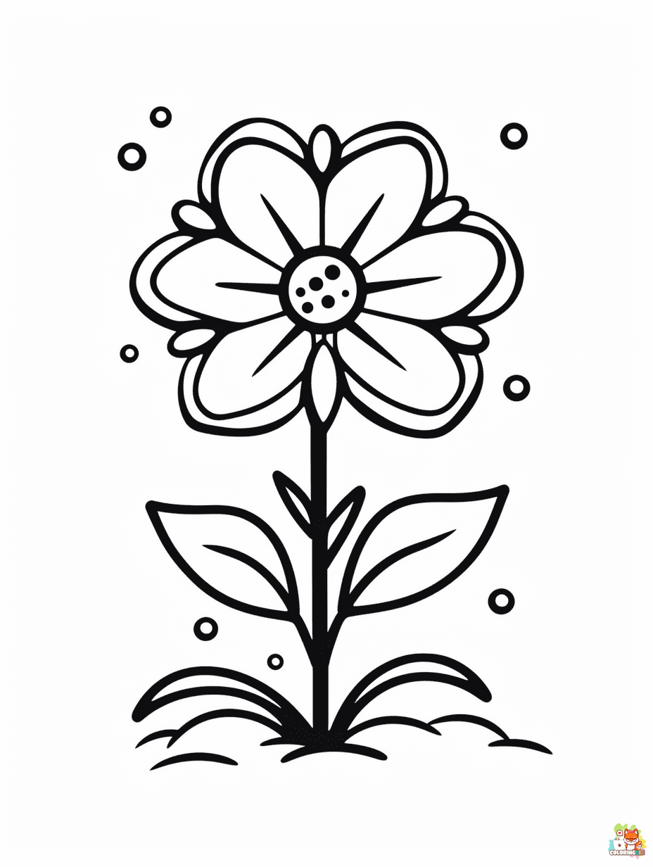Flower and Snow Coloring Pages free